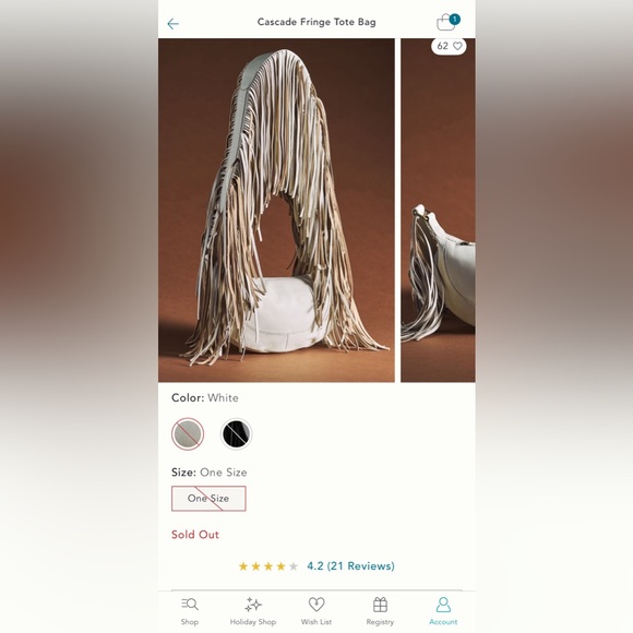 Anthropologie “Cascade” Fringe Leather Shoulder Bag - Picture 6 of 6